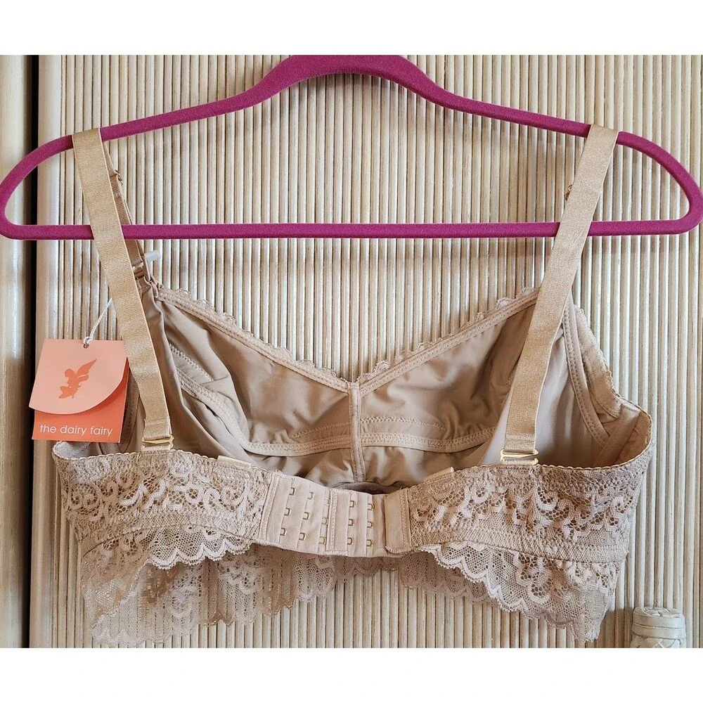 Dairy Fairy Nursing Bra Size 2/Small Cream Ayla Luxury Lace Handsfree Underwire